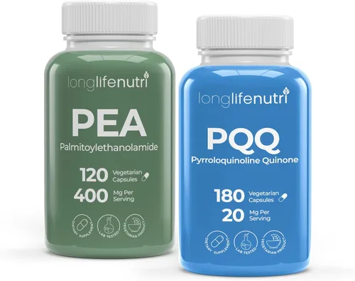 LongLifeNutri Palmitoiletanolamida (guisante) 400 mg + paquete PQQ de 20 mg – 120 + 180 cápsulas vegetarianas, suministro para 4-6 meses, manejo de