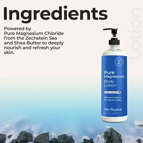 Miniatura 6 de Loción de magnesio para el sueño y los calambres en las piernas – Crema altamente concentrada y no grasa con manteca de karité – Cloruro de magnesio