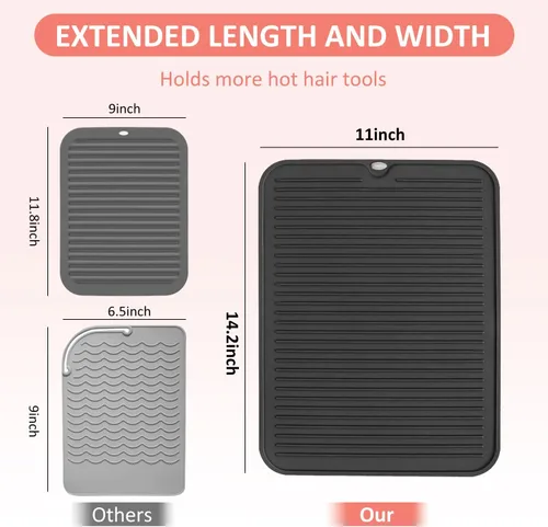 Miniatura 5 de Alfombrilla grande de silicona resistente al calor para herramientas de cabello: rizador, plancha, alisador de pelo - Funda portátil