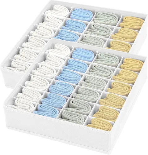 Miniatura 17 de Joyoldelf Organizador de cajones para calcetines, organizador de ropa interior, organizador de 16 celdas de tela, cajas de almacenamiento para Gris
