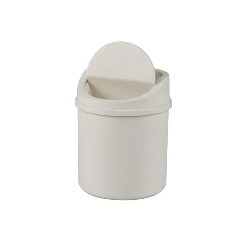 Miniatura 10 de Mini basurero de escritorio de plástico de 2 L, pequeño bote de basura con tapa giratoria, color gris