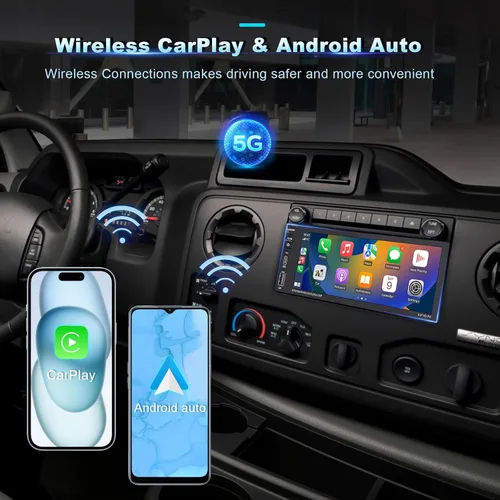 Miniatura 2 de Estéreo inalámbrico de un solo DIN para automóvil con Apple Carplay, pantalla táctil IPS Radio de coche con Bluetooth, cámara de respaldo, radio