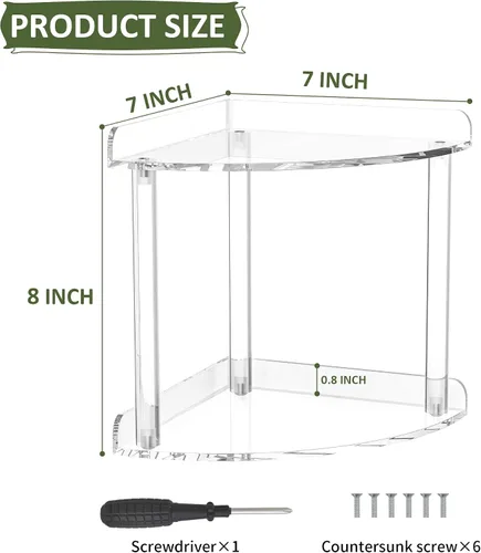 Miniatura 3 de Sezanrpt Estante Organizador de Esquina de Encimera de 2 Niveles 7x7x8 Pulgadas, Organizador de Baño de Acrílico Estante de Esquina para Encimera