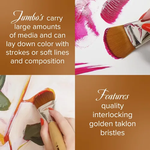 Miniatura 4 de Silver Brush Limited 820340 Pincel plateado Jumbo Golden Taklon Filbert, murales grandes, pintores de caballete y muebles, tamaño 40, mango