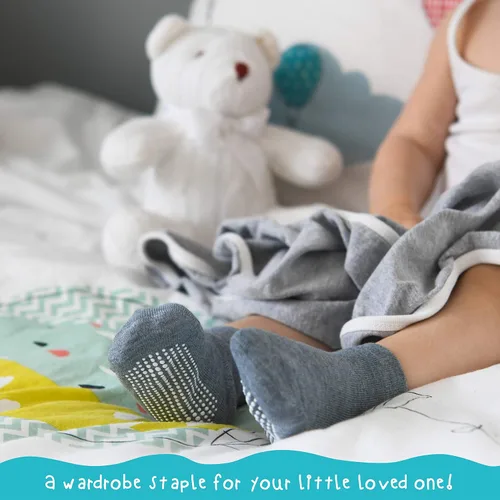 Miniatura 5 de Debra Weitzner 12 Pairs Non-Slip Toddler Socks With Grips for Baby Boys and Girls Anti-Slip Crew Socks for Infants and Kids