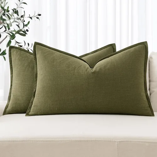 Miniatura 11 de MIULEE - Juego de 2 fundas de almohada decorativas de lino, estilo bohemio, rústico, neutral, para sofá, cama, 16 x 16 pulgadas, color marrón