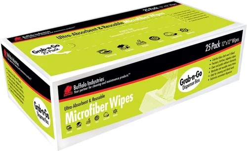 Miniatura 7 de Buffalo 65102 - Paños de limpieza económicos de microfibra, caja de toallitas dispensadora, azul, 12 x 12 pulgadas, paquete de 25