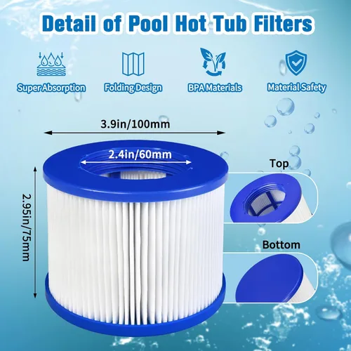 Miniatura 2 de Cartuchos de filtro atornillables para bañera de hidromasaje de repuesto para todos los RELXTIME, ALEKO, Wejoy, Aquaspa Spa, filtro inteligente de 6