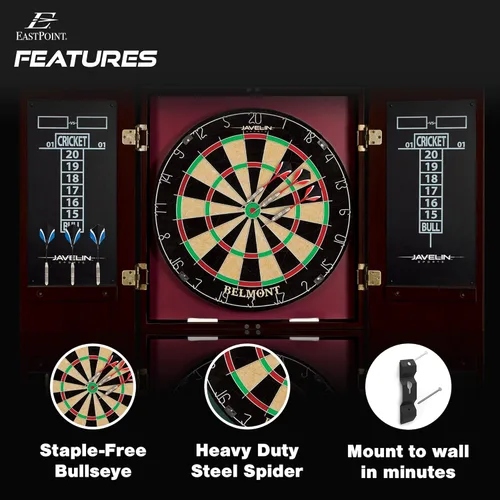 Miniatura 3 de EastPoint Sports Official Size Dart Board Cabinet Set- Easy-Assembly & Complete with 6 Deluxe Steel Tip Darts and Accessories -Premium Darts Set