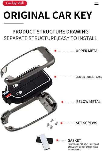 Miniatura 5 de ontto Funda de metal para llavero de automóvil, protección completa para Jeep Grand Renegade Cherokee Smart Remote Car Key Holder para Dodge