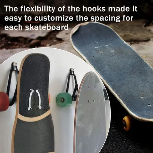 Miniatura 3 de Soporte de pared mejorado para monopatín, soporte de pared para monopatín y longboard, soportes para patineta alargar