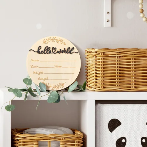 Miniatura 7 de ZIEYOMI - Letrero de anuncio de bebé, letrero de madera con nombre de bebé recién nacido, placa de anuncio de nacimiento para hospital, guardería