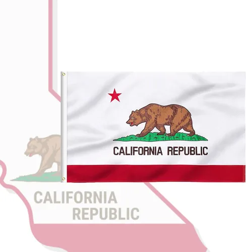 Bandera del estado de California de 5 x 8 pies, bandera del estado de la República de California con impresión de colores vivos y resistente a la