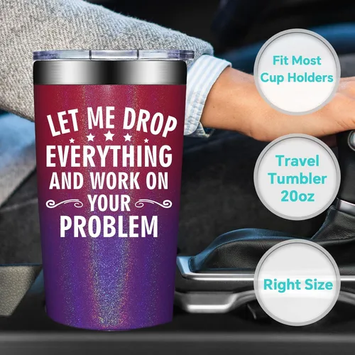 Miniatura 8 de BIRGILT Let Me Drop Everything and Work on Your Problem, Vaso Térmico de 20oz - Regalos para Compañeros de Trabajo para Navidad - Divertidos Regalos