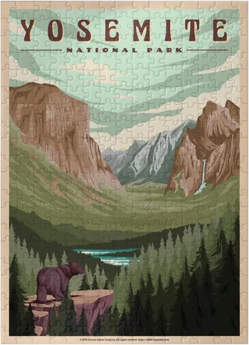 Miniatura 7 de MyPuzzle Yosemite National Park - Valle de Yosemite, póster de viaje vintage, rompecabezas premium de 1000 piezas para adultos