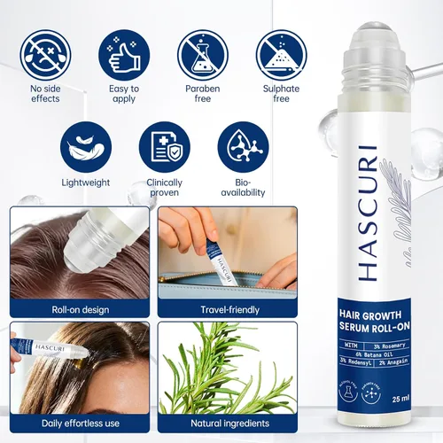 Miniatura 3 de Suero botánico 5 en 1 para el cabello Roll-On con romero, Redensyl y Anagain – Fórmula nutritiva para el cuero cabelludo para adelgazar el cabello