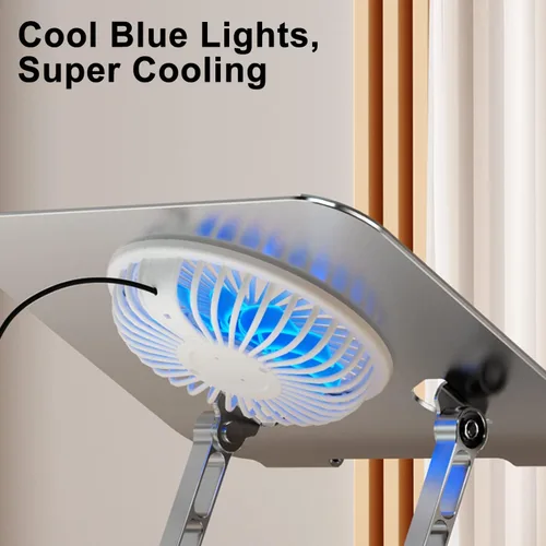 Miniatura 9 de Ventilador de soporte para laptop con base giratoria giratoria de 360°, altura elevadora de 10 pulgadas ajustable para escribir, ver, presentación