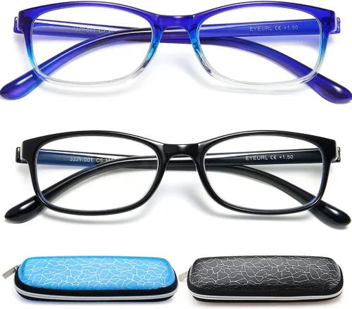 EYEURL TR90 - Paquete de 2 lentes de lectura con bloqueo de luz azul para mujer, anteojos de lectura ligeros para computadora, elegantes marcos