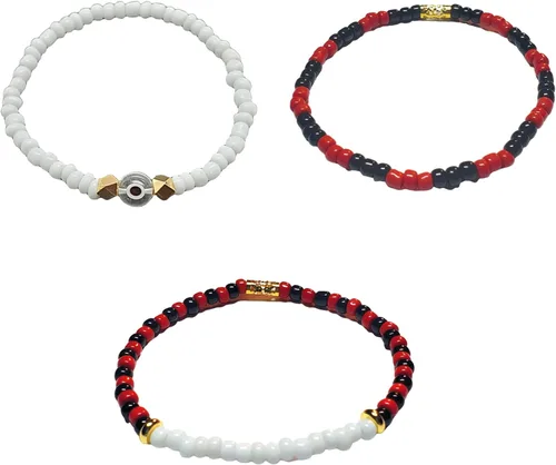 Miniatura 14 de Juego de 3 pulseras de cuerda elástica de santería de ojo malvado hechas a mano Obatala Oshun Yemaya Orula Elegua Oya Ogun Ochosi Shango Babalu Aye