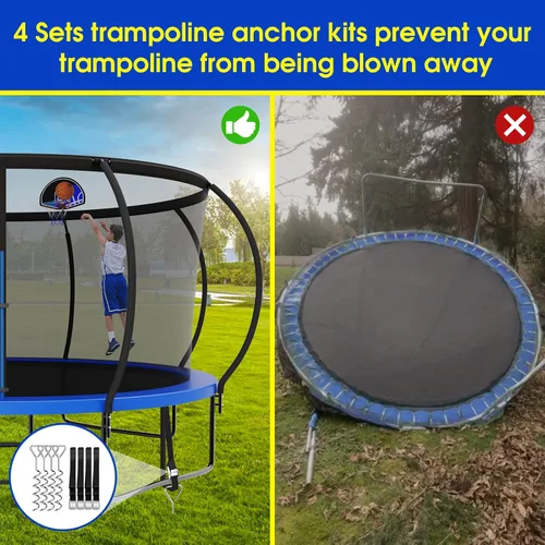 Miniatura 6 de SKYUP 2026 Upgraded 8 10 12 14 15 16FT 1500lbs Tranpoline for Kids and Adults, Recreational Tranpoline with Basketball Hoop, ASTM Approved Azul