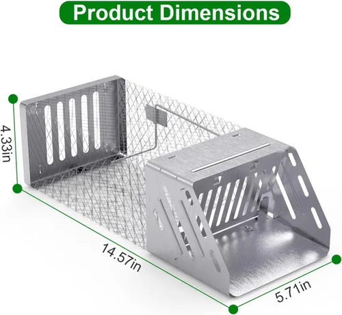 Miniatura 2 de Trampa humana para ratas, jaula automática continua para ratones, jaula de trampa de animales vivos de una sola puerta para interiores y exteriores