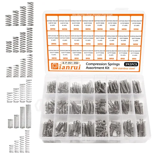 Miniatura 10 de Dianrui Kit surtido de 50 resortes torsionales, 45/90/120 grados, 15 tamaños, acero inoxidable 304, mecánico, pequeño resorte de torsión