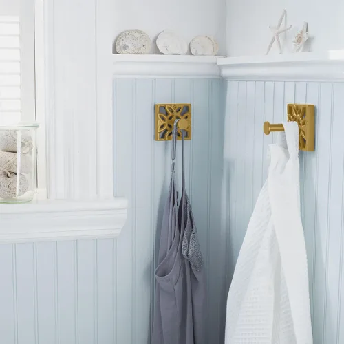 Miniatura 2 de Autumn Alley Dos Ganchos Dorados, Gancho para Toallas de Baño, Gancho para Bata Montado en la Pared - Ganchos Decorativos de Pared para Toalla