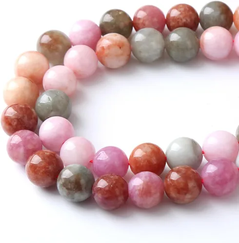 Miniatura 4 de 45 piezas de cuentas de piedra natural de arco iris de Alashan de 8 mm de ágata para hacer joyería, cuentas de piedra de 15" para pulseras