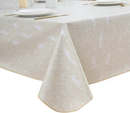 LIBERECOO Mantel de vinilo resistente con reverso de franela, mantel de plástico impermeable a prueba de aceite, resistente a las manchas, lavable,