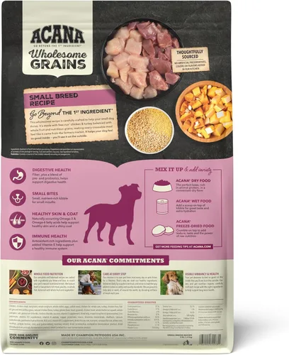 Miniatura 2 de ACANA Wholesome Grains - Alimento seco para perros, receta para raza pequeña, pollo real, huevos y pavo, bolsa de 4 libras
