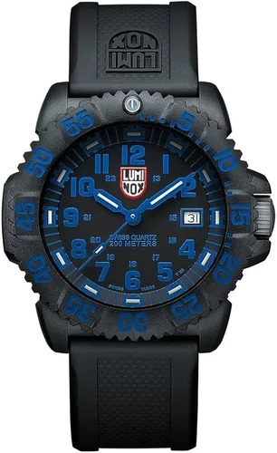Luminox Reloj Evo Navy Seals Colormark negro azul (serie XS.3053), resistente al agua, 656.2ft, indicador de fecha, caja de carbono ligera, Negro -,