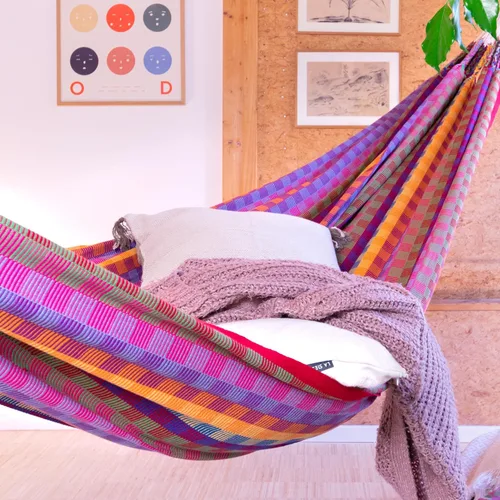 Miniatura 2 de LA SIESTA Hamaca de flora, transforma tu patio trasero o porche en un oasis de relajación, algodón ultrasuave, máximo 440 libras, hamaca familiar