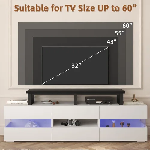 Miniatura 3 de YAOHUOO Elevador de TV grande de 45 pulgadas para TV de 32 a 60 pulgadas, estante elevador de TV con patas de acero, soporte elevador de mesa