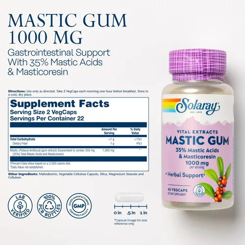 Miniatura 2 de SOLARAY Extracto de goma de masilla 500 mg 45