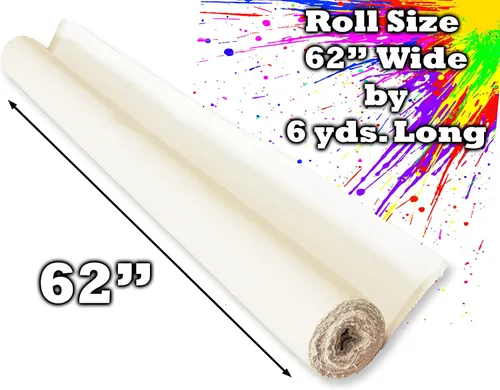 The Yard - Rollos de lona para pintar, tela de lona de pato de algodón. 63 x 6 yardas (18 pies) de 7 onzas, lienzo crudo sin imprimar en blanco, sin
