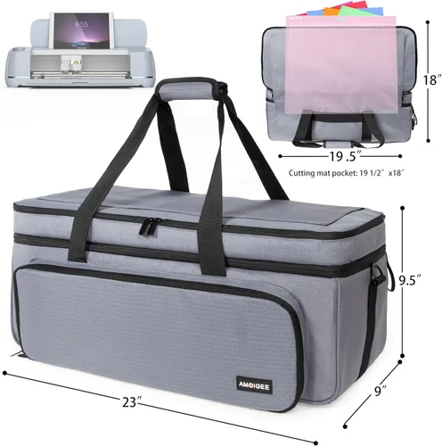 Miniatura 4 de AMOIGEE Estuche de transporte para Cricut Maker 3, Maker 4, Explore Air 2, Explore 3, Explore 4, bolsa de transporte de doble capa con cubierta Gris