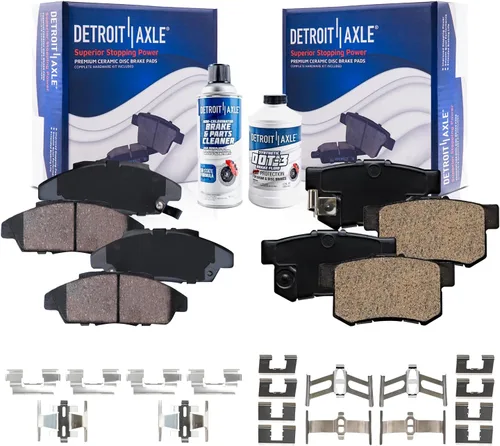 Miniatura 12 de Detroit Axle - Kit de freno trasero para Honda Civic CRX Prelude Acura Integra Rotores de freno perforados y ranurados Pastillas de freno