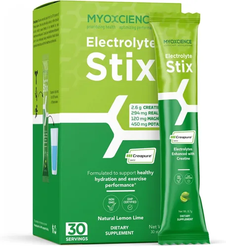 Miniatura 9 de MYOXCIENCE Electrolyte STIX Polvo de electrolito de creatina Recuperación del ejercicio y el desarrollo muscular con sal real