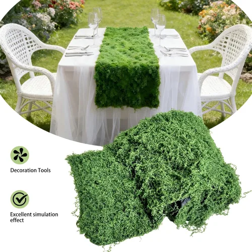 Miniatura 6 de 1 camino de mesa de musgo falso para manualidades de 11.81 x 78.74 pulgadas, rollo de hoja de musgo artificial impermeable para pared, techo