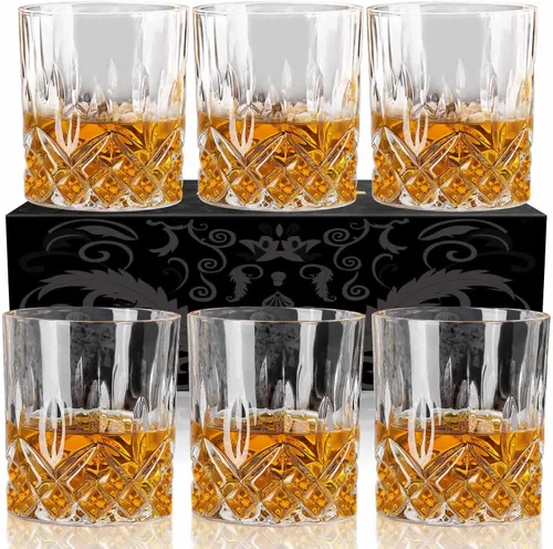 Miniatura 7 de OPAYLY Juego de 4 vasos de whisky, vasos de rocas, vasos de 10 onzas antiguos para beber whisky escocés, bourbon, cóctel, coñac, vodka, ginebra