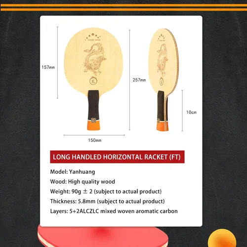 Miniatura 2 de YAN-Long - Raqueta de ping pong profesional, raqueta de tenis de mesa de carbono arilato incorporada, para jugadores intermediarios y avanzados