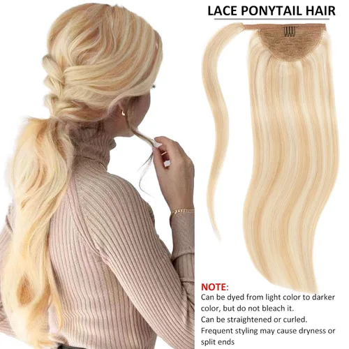 Miniatura 6 de Caliee Extensión de cabello humano de 14 pulgadas de largo, con reflejos P12/60A, color marrón dorado con rubio platino, extensión de cabello 100%