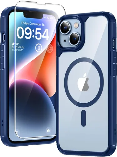 Miniatura 49 de TAURI Funda magnética 2 en 1 transparente para iPhone 14 Pro, compatible con Magsafe [no amarillenta] con protector de pantalla, protección de grado