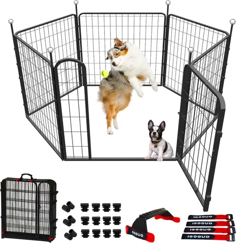 Miniatura 18 de Jaulas Portátiles para Perros y Corralito, Jaula de Metal de 32 Pulgadas para Perros Pequeños/Medianos, para Interior/Exterior, Correas