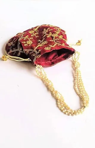 Miniatura 4 de Bolsa de terciopelo bordada para mujer, bolsa con cordón, regalo de boda dorado para mujer