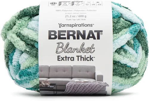 Miniatura 63 de Bernat - Hilo para manta extra grueso color niebla azul - 1 paquete de 21.12 oz/598.74 g - 100% poliéster - #7 Jumbo - 72 yardas - Hilo grueso