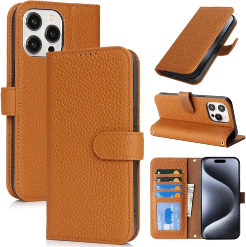 Miniatura 78 de Zouzt Funda para iPhone 11 de 6.1 pulgadas de piel auténtica con 4 ranuras para tarjetas, tarjetero con bloqueo RFID, tapa magnética, función atril