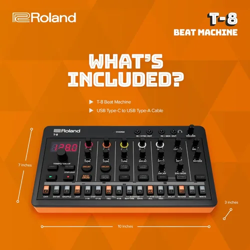 Miniatura 6 de Roland AIRA Compact T-8 BEAT MACHINE Máquina de ritmo y bajo ultraportátil con sonidos Roland genuinos Secuenciador de batería TR-REC Seis