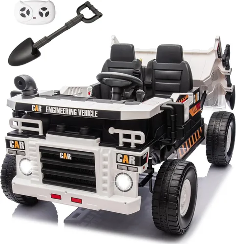 Miniatura 10 de Camión de juguete eléctrico de 12V 10AH de 2 plazas para niños con cama basculante eléctrica, tractor de juguete con control remoto para padres