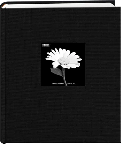 Álbum de fotos con cubierta de marco de tela, 200 bolsillos para fotos de 5 x 7 pulgadas, color negro profundo